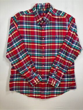 Ralph Lauren Flannel Red Plaid Long-Sleeve Button-Down Shirt XXL